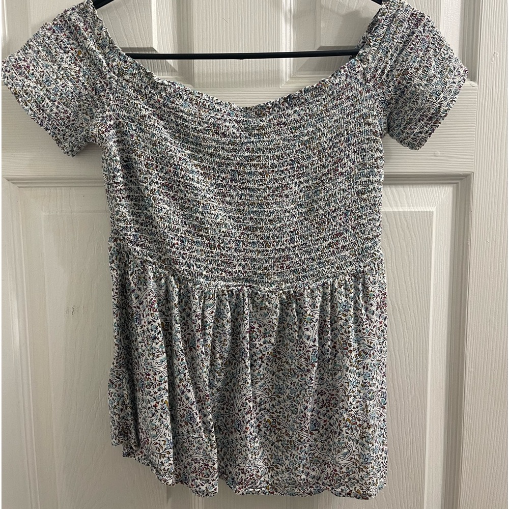 Old Navy off the shoulder smocked babydoll top